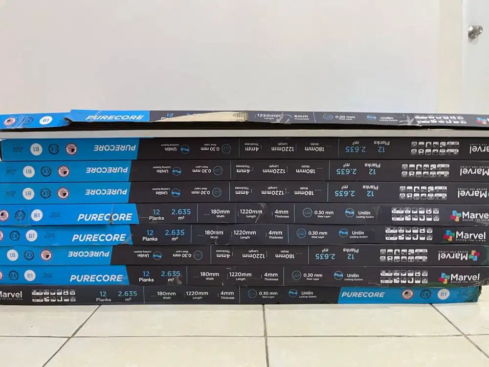 Lantai SPC Marvel Purecore M8 Dark Walnut - 16 Box (Tidak Jadi Pakai)