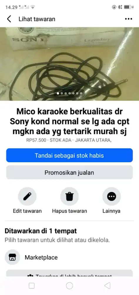 Mick karaoke berkualitas dr Sony kond msh spt baru hrg murah sj cpt