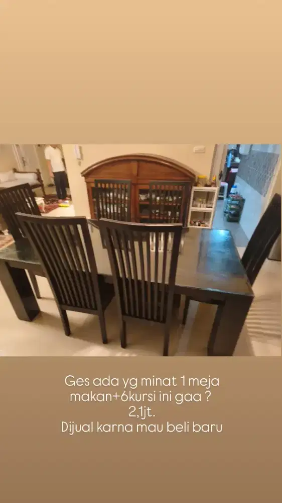 MEJA MAKAN SET (1 MEJA DAN 6 KURSI) NEGO TIPIS