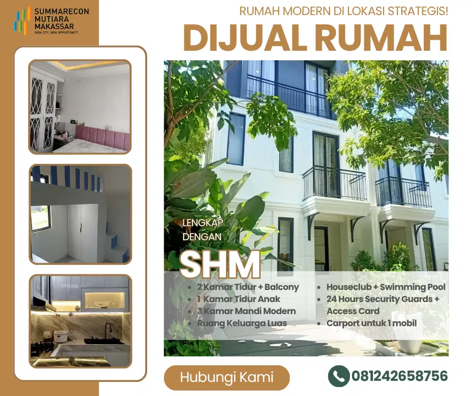 Dijual Rumah Modern 3 Lantai SIap Huni Lokasi Strategis Makassar