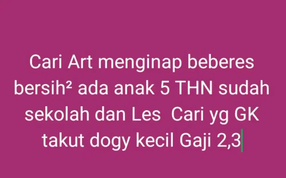 Loker Art beres2 dan bersih² cari yg serius kerjaa,