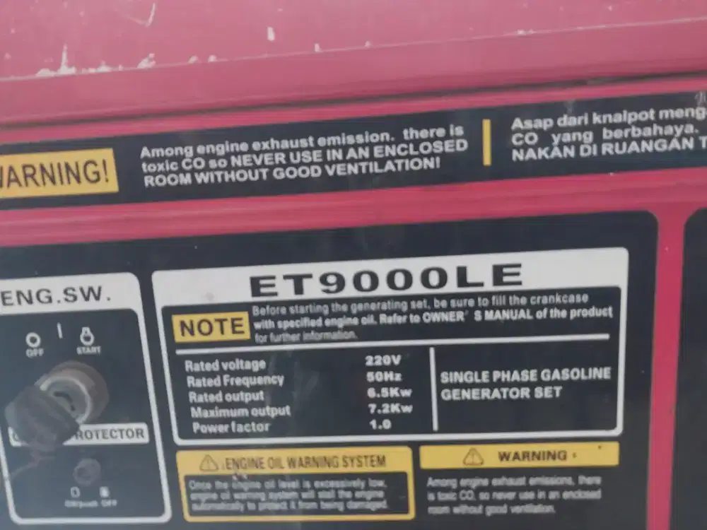 Genset 6500W Mobile Max 7200