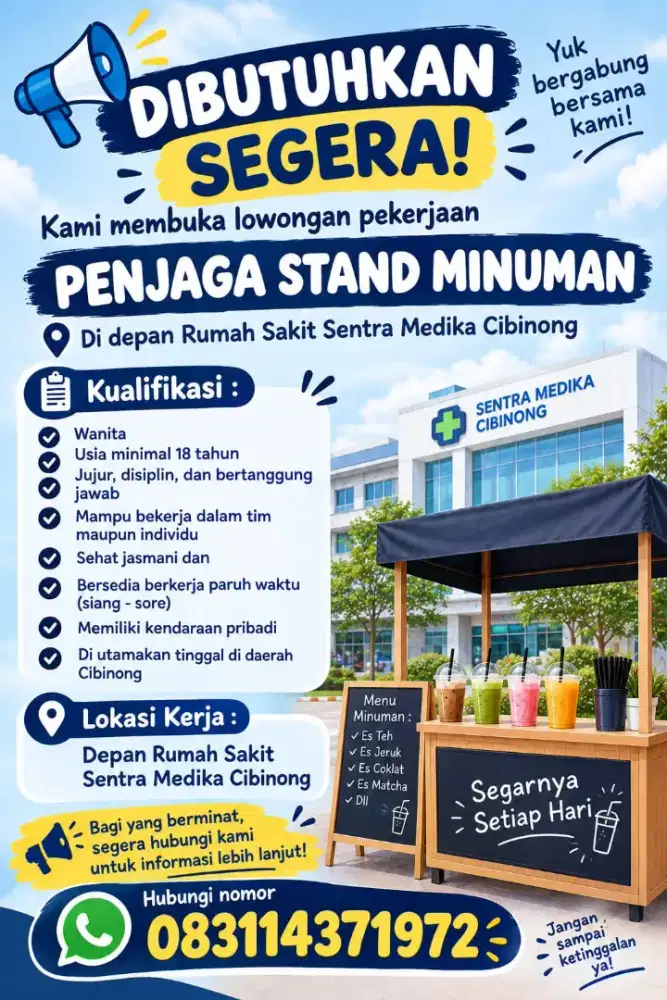 Dicari penjaga stand minuman