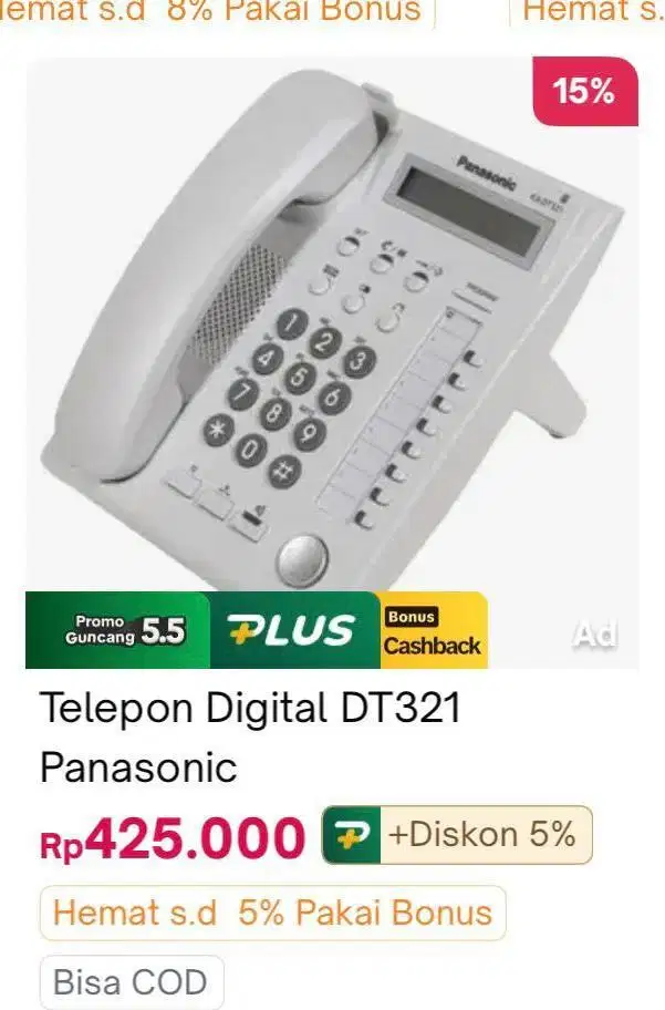 Dijual Telp Digital Panasonic DT 321