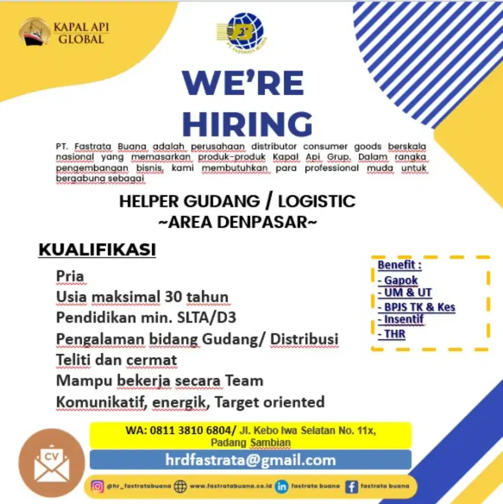 LOWONGAN PEKERJAAN BAGIAN GUDANG