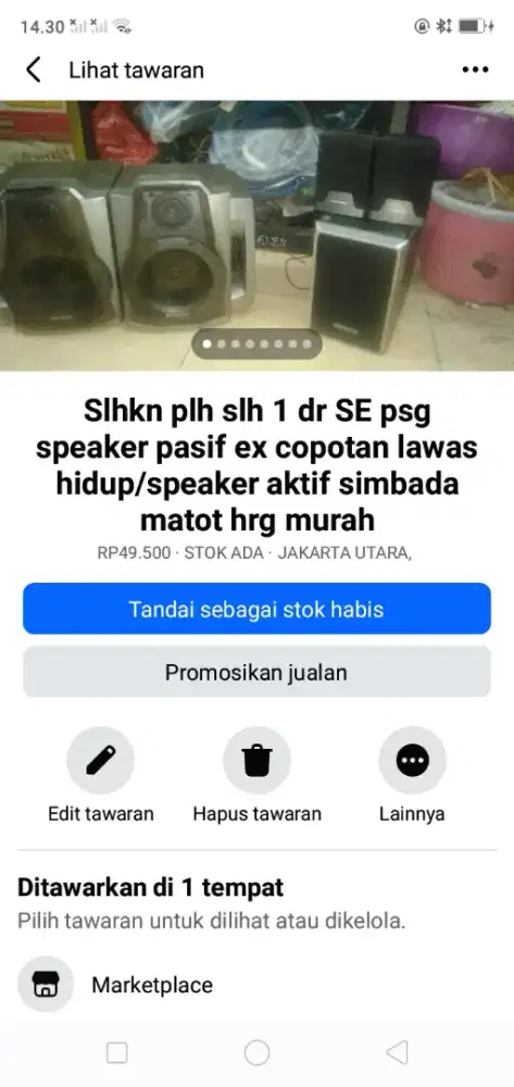 Slhkn plh slh 1 dr speaker pasif/speaker aktif simbada matot murah sj