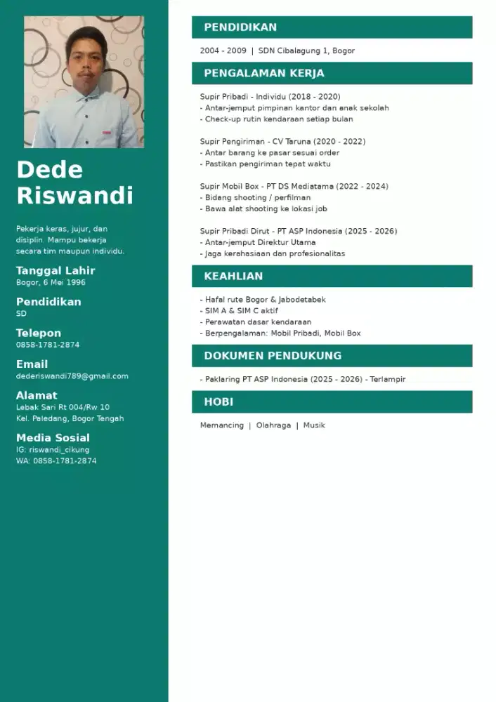 mencari pekerjaa posisi driver