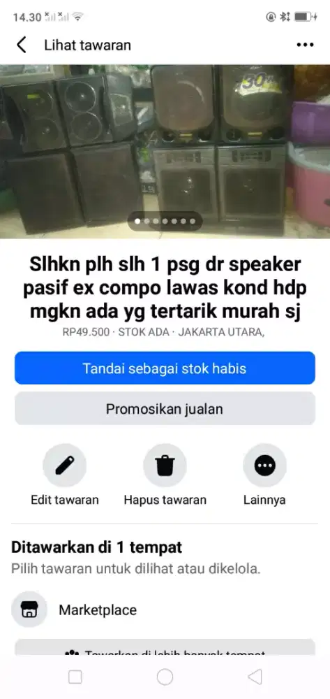 Slhkn plh slh 1 psg dr speaker pasif ex copotan compo lawas kond hdp