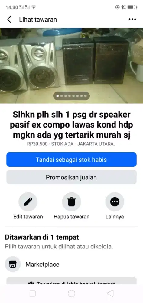 Slhkn plh slh 1 psg dr speaker pasif ex copotan compo lawas kond hdp