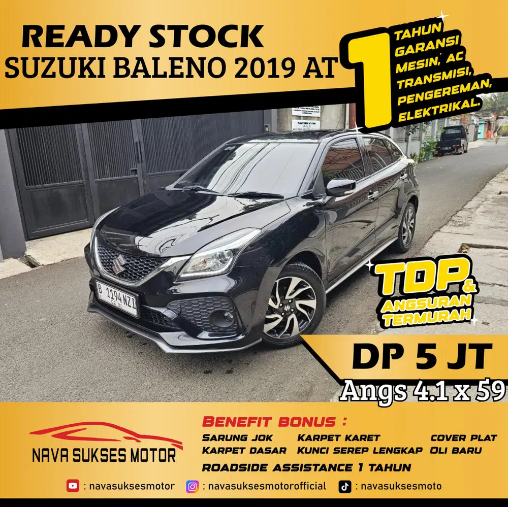 TDP 5 Jt Angs Termurah Suzuki Baleno 2019 Matic Hitam Low Km Like New