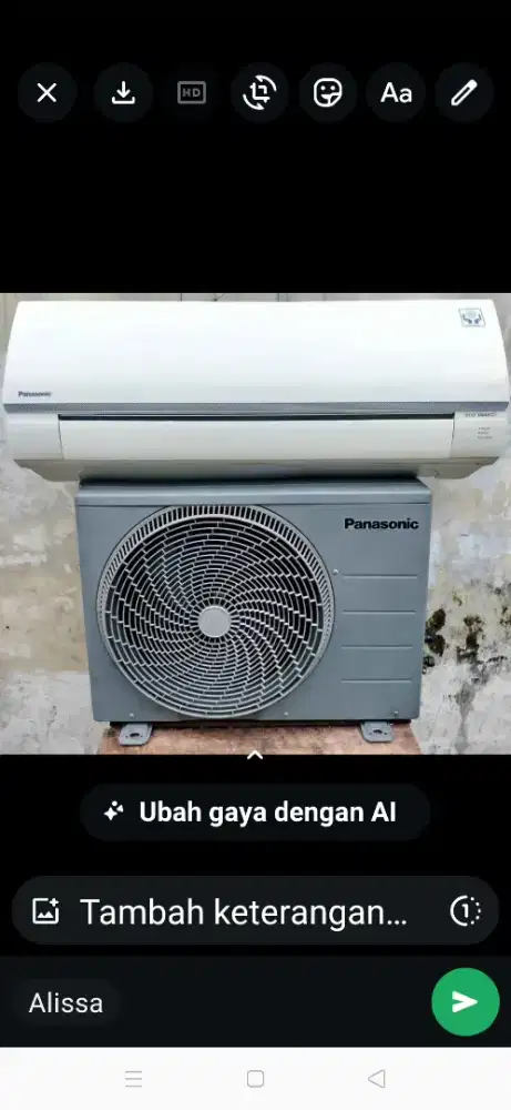 Jual ac panasinic 1/2 pk lowatt lowt 350wat kondisi 95% ori