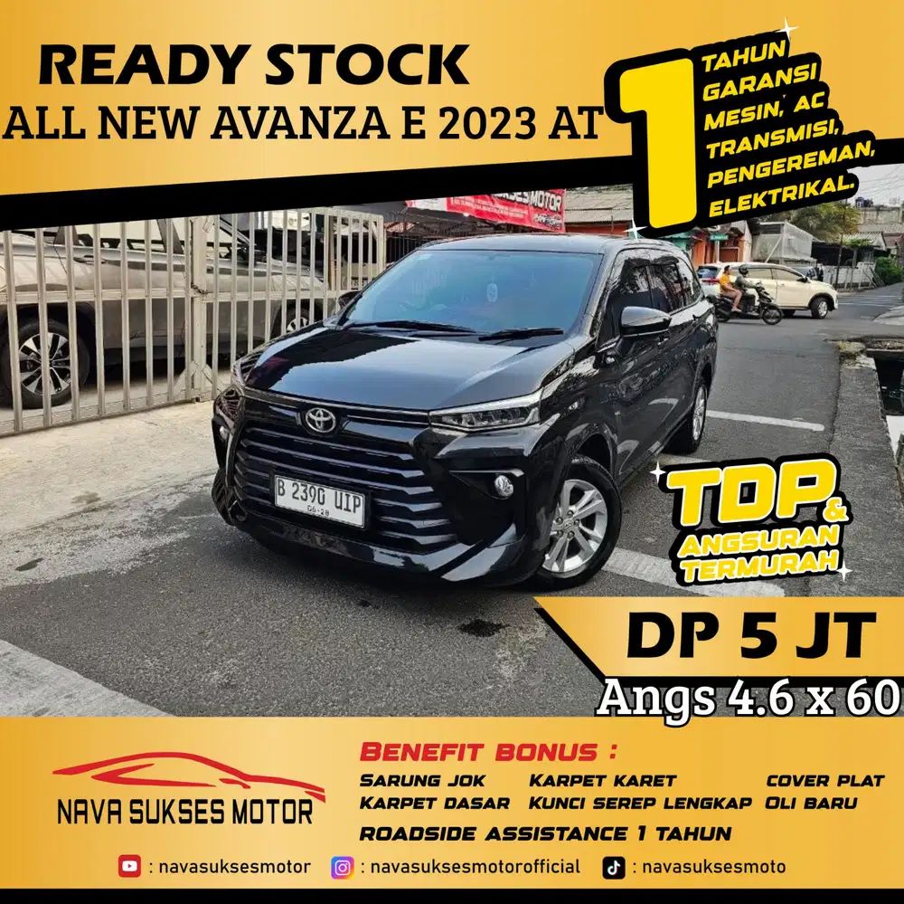 TDP 5Jt Angs Termurah All New Avanza E 2023 Matic Hitam Low Km LikeNew