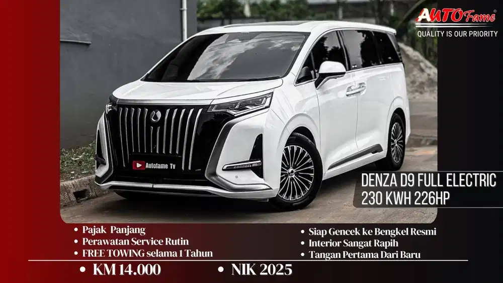 Denza D9 Full Electric 230 kWh 226HP Pemakaian 2026 White On Beige NIK