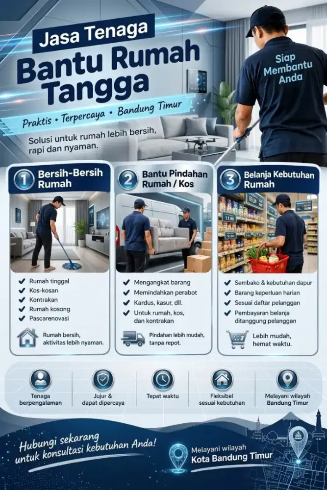 Bersih Rumah, Bantu Pindahan & Belanja