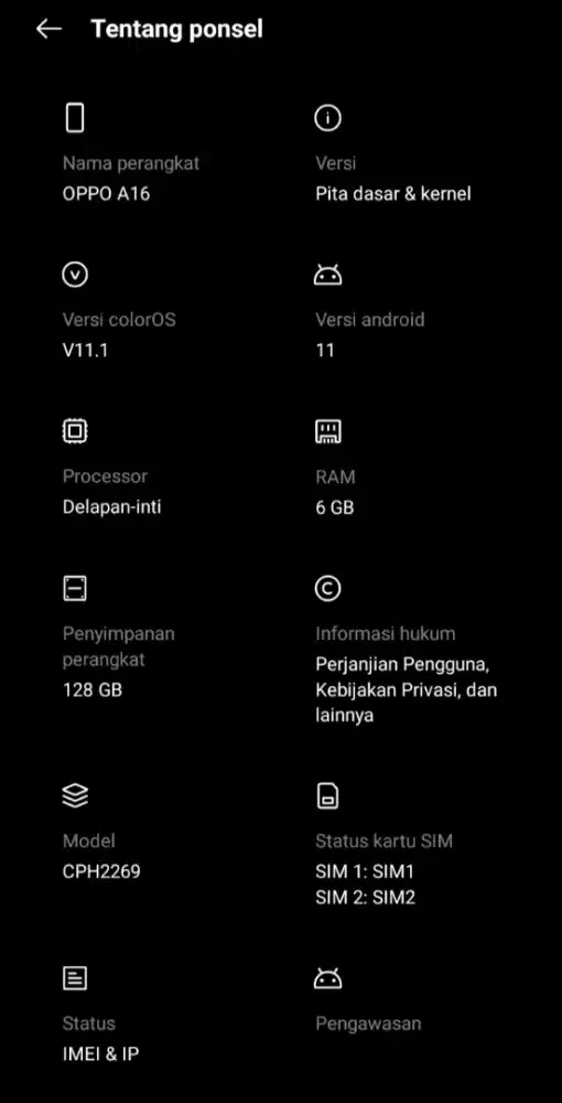 Oppo A16 Ram 6/128