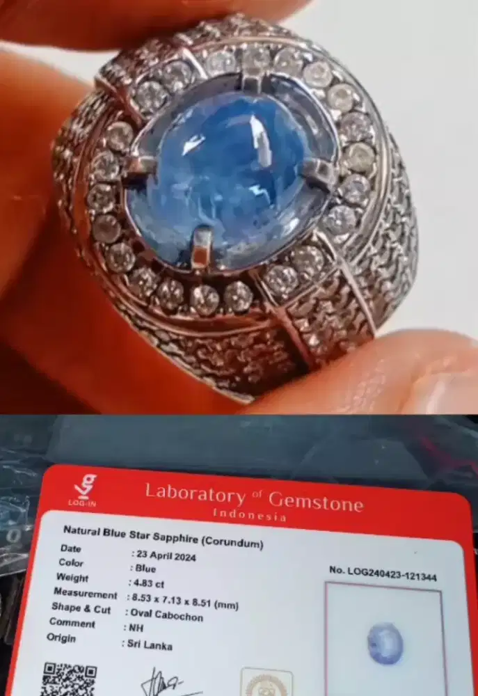 Saphire ceylon ring perak