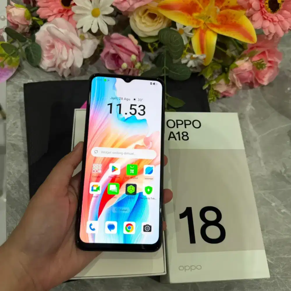 Second oppo A18 ram 4+4/128 perlengkapan fullset ori, no minus