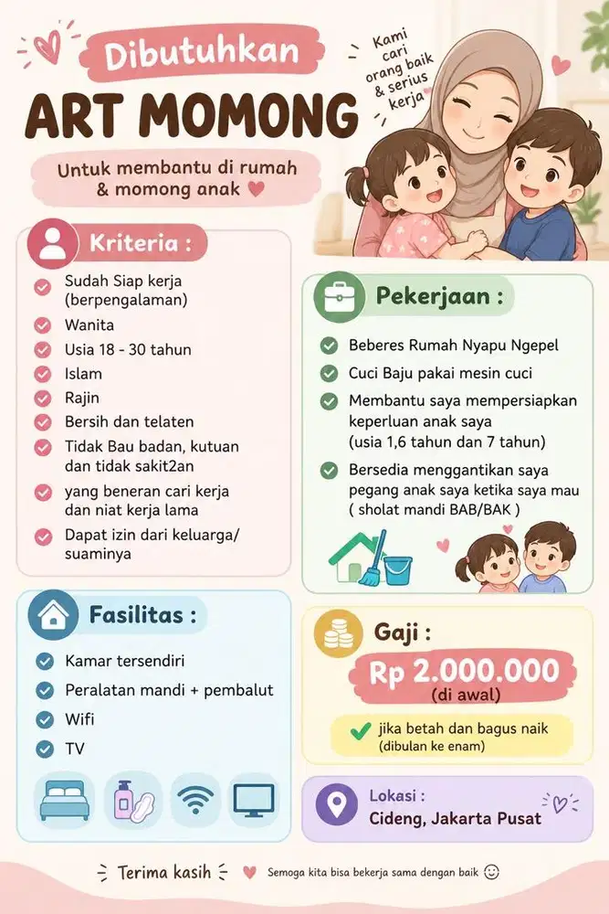 Saya sedang membutuhkan ART Momong