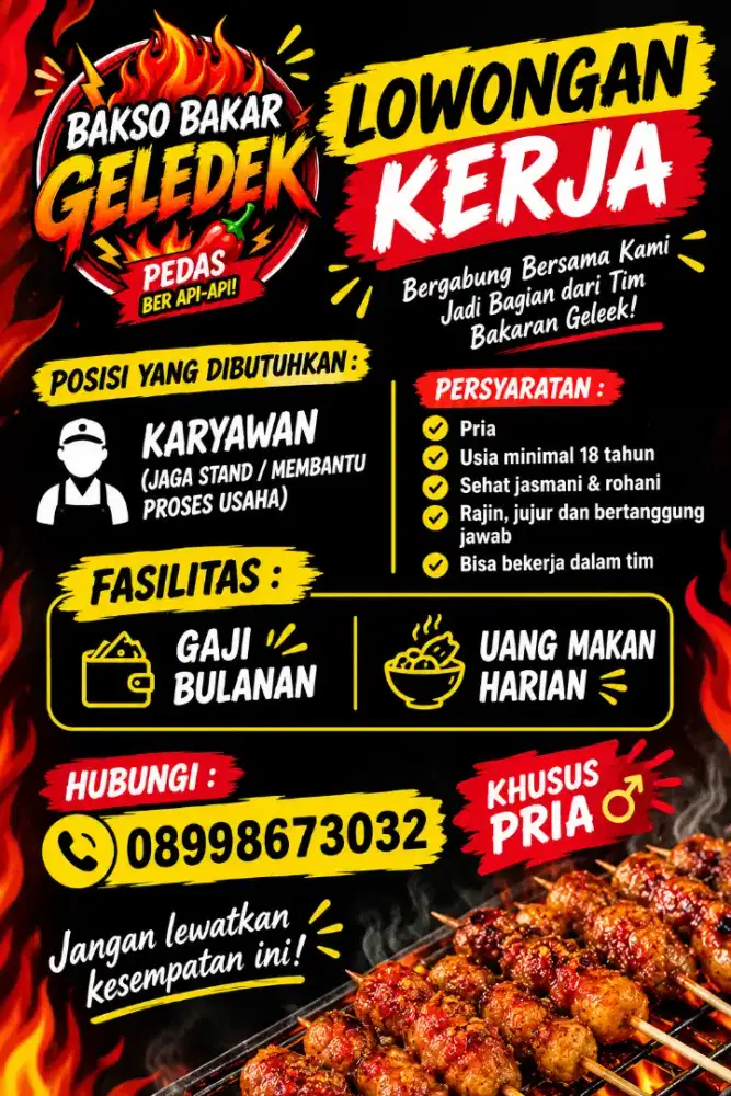 Penjaga Stand Bakso bakar pedas geledek