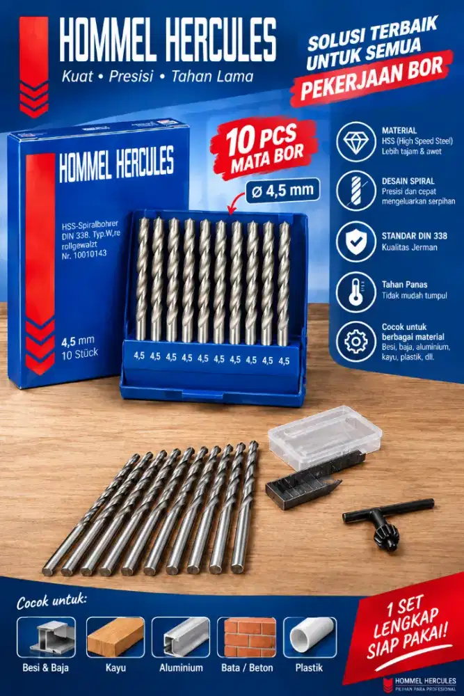 10 Pcs Mata Bor HSS HOMMEL HERCULES by German