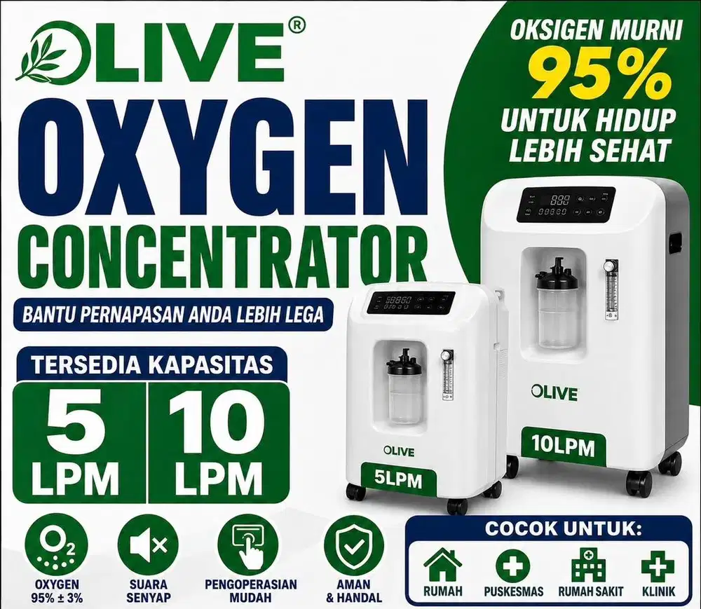 Oxygen Oksigen Concentrator 5LPM Olive