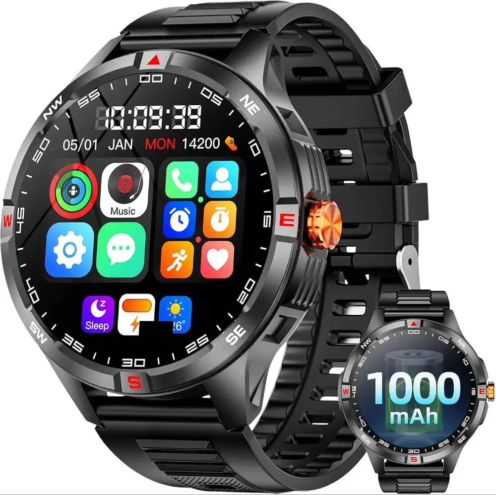 Smartwatch Militer Tahan Banting dengan Baterai 1000mAh