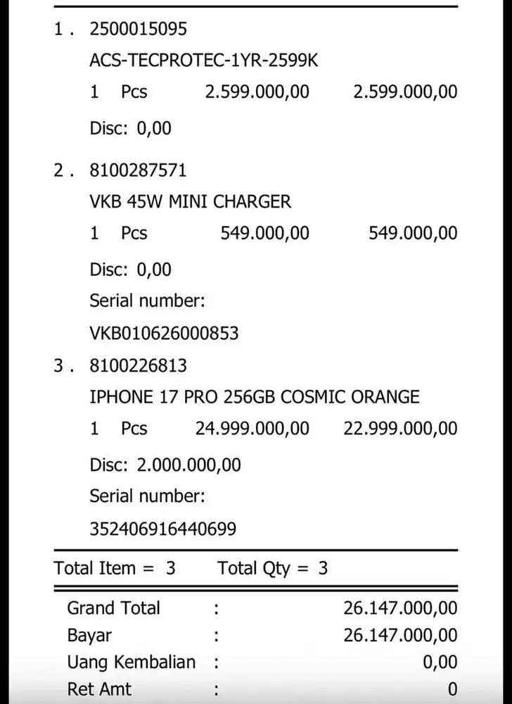 Iphone 17 pro 256 - Pemakaian 3 bulan