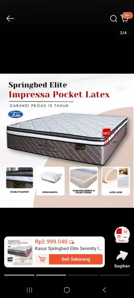 Jual Murah Springbed+Divan & Lemari Pakaian