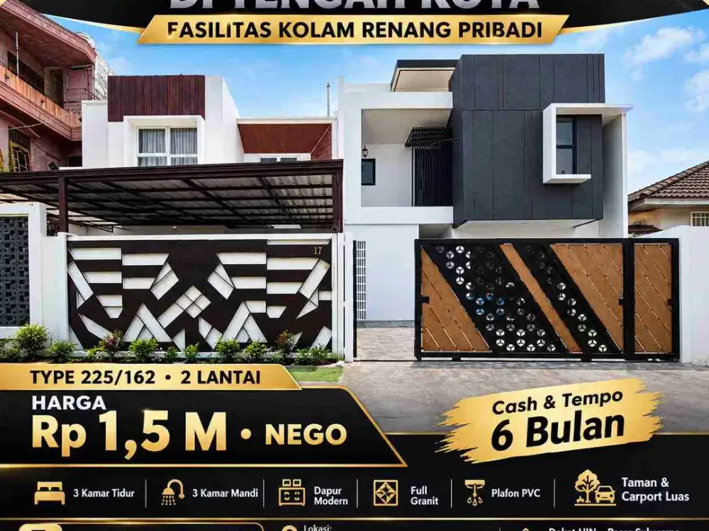 DI JUAL RUMAH MEWAH 2 LANTAI SUKARAME DEKAT UIN SUKARAME, DEKAT ITERA DEKAT RUMAH SAKIT IMANUEL