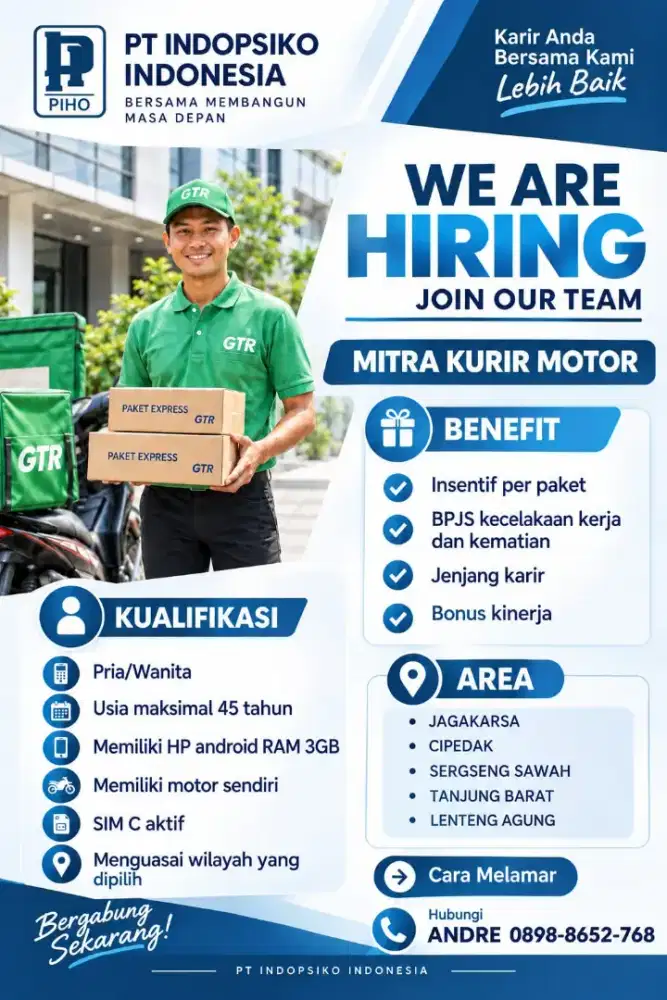 Lowongan kerjaan Kurir Rider Jagakarsa