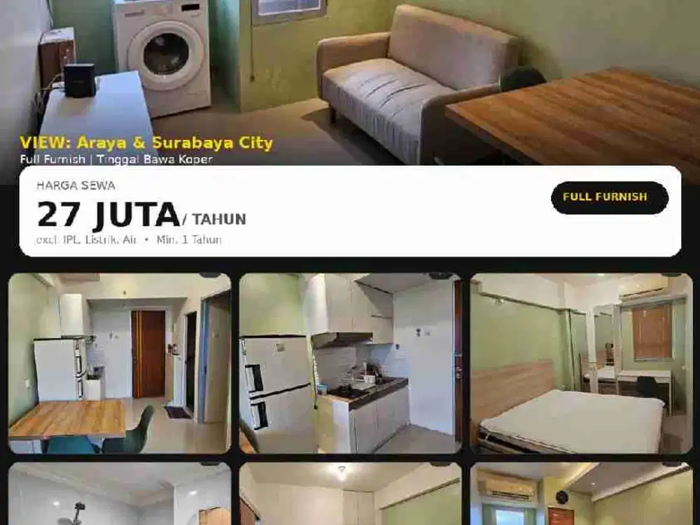 sewakan tahunan apartemen puncak kertajaya di surabaya