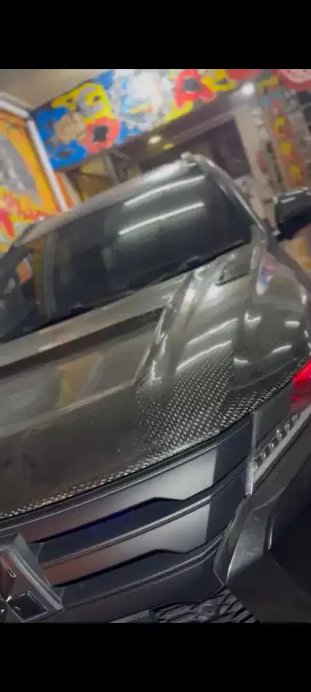 Cap mesin, spoiler carbon all new pajero
