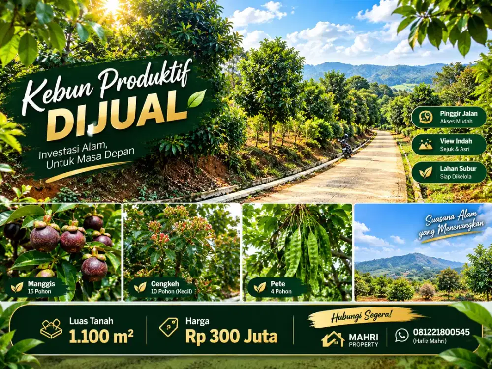 DIJUAL KEBUN PRODUKTIF – VIEW INDAH, PINGGIR JALAN!