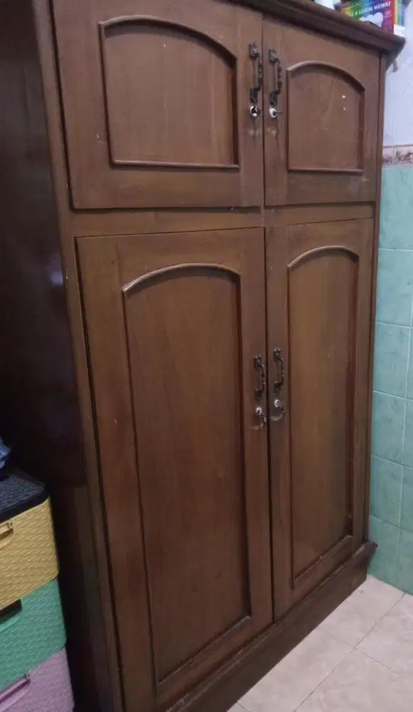 Lemari kayu jati asli tebal kuat dan bagus 2pintu
