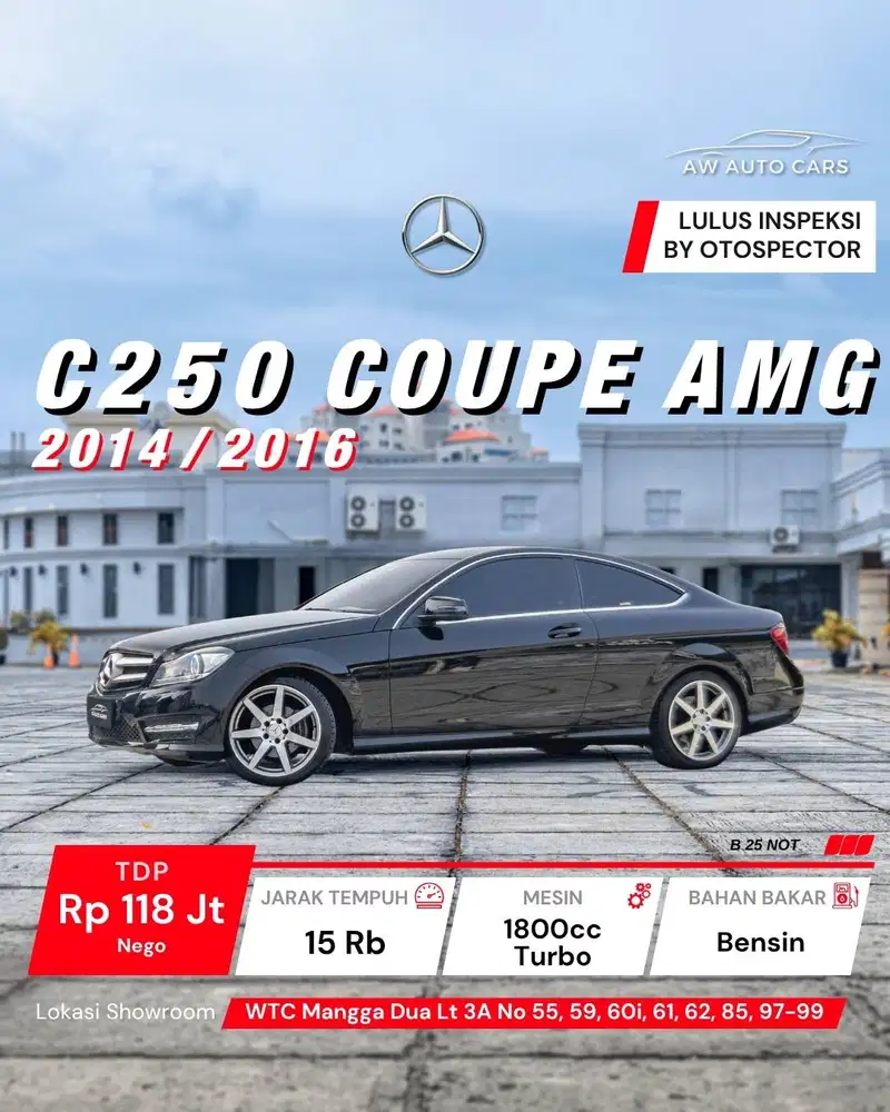 [KM 24 RB] Mercedes Benz C250 Coupe AMG 2016 NIK 2014 Mercy C 250 2015