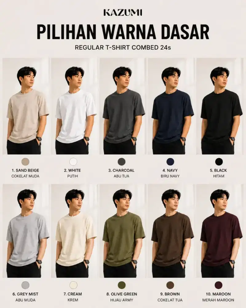 Jual Baju T shirt Kazumi Combed 24s