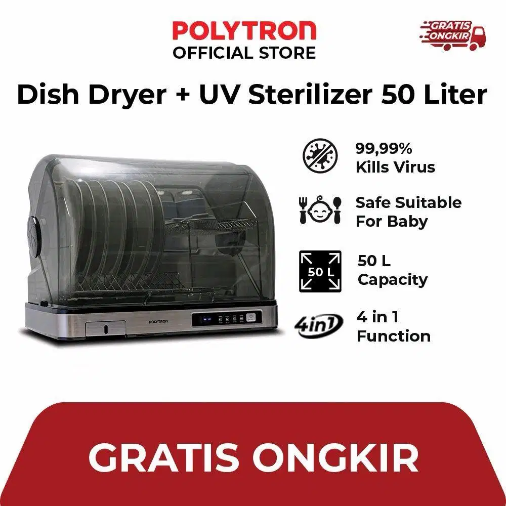 New Smart Digital UV Dishdryer POLYTRON Bacteria&Viruskiller JUMBO20Li