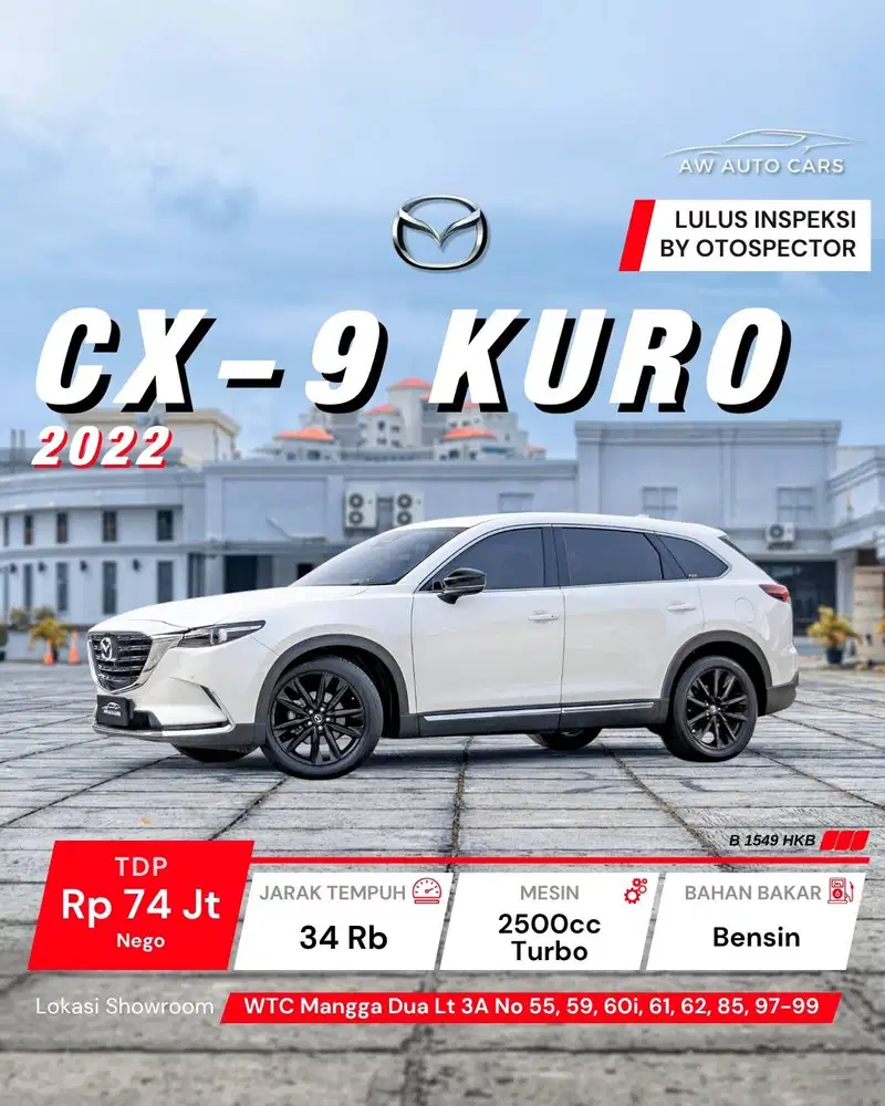 Mazda CX-9 Kuro NIK 2022 mdl 2023 low km 2021 non awd 2024 CX 9 elite