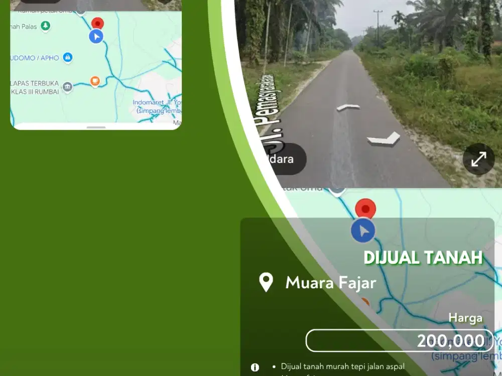 Dijual Tanah Muara Fajar Tepi Jalan Aspal Pekanbaru Kota Siap Bangun!
