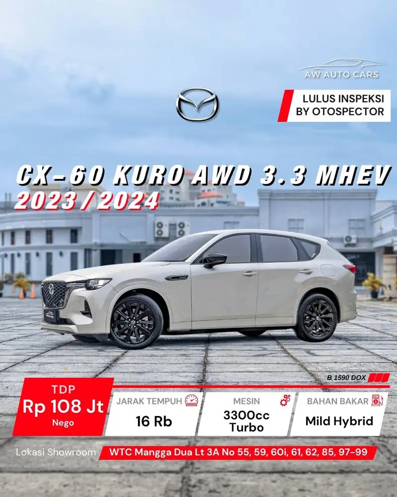 Mazda CX-60 Kuro AWD 3.3 MHEV 2024 NIK 2023 CX60 mdl 2026 Elite 2025