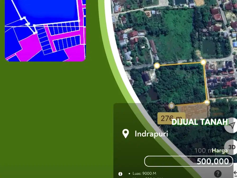 Dijual Tanah Jalan Indrapuri Pekanbaru Kota Harga 500rban / Meter