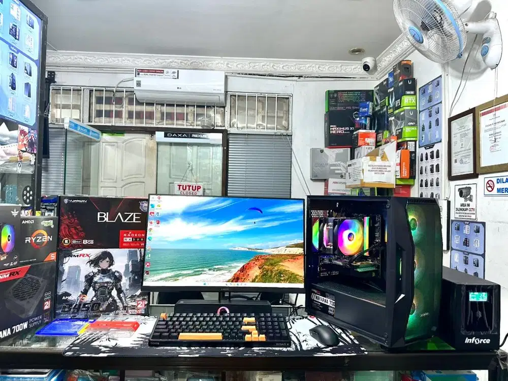 PC GAMING SIAP PAKAI RYZEN 5 5500 RAM 16GB RX580 8GB SSD 512GB FULLSET