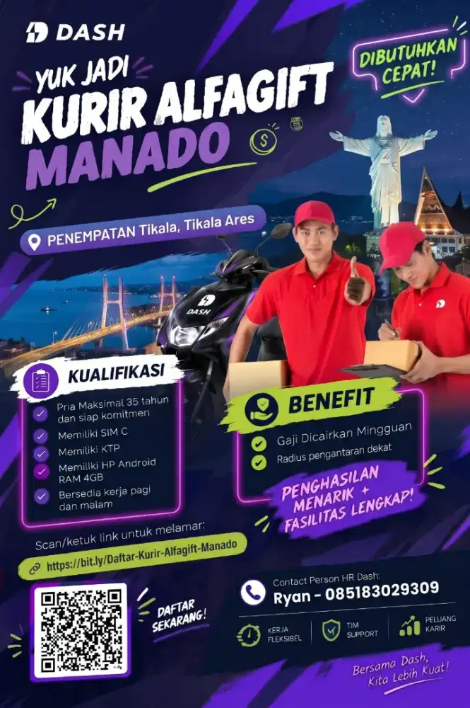 Lowongan Kerja Kurir Motor Alfagift Manado Penempatan Tikala Ares