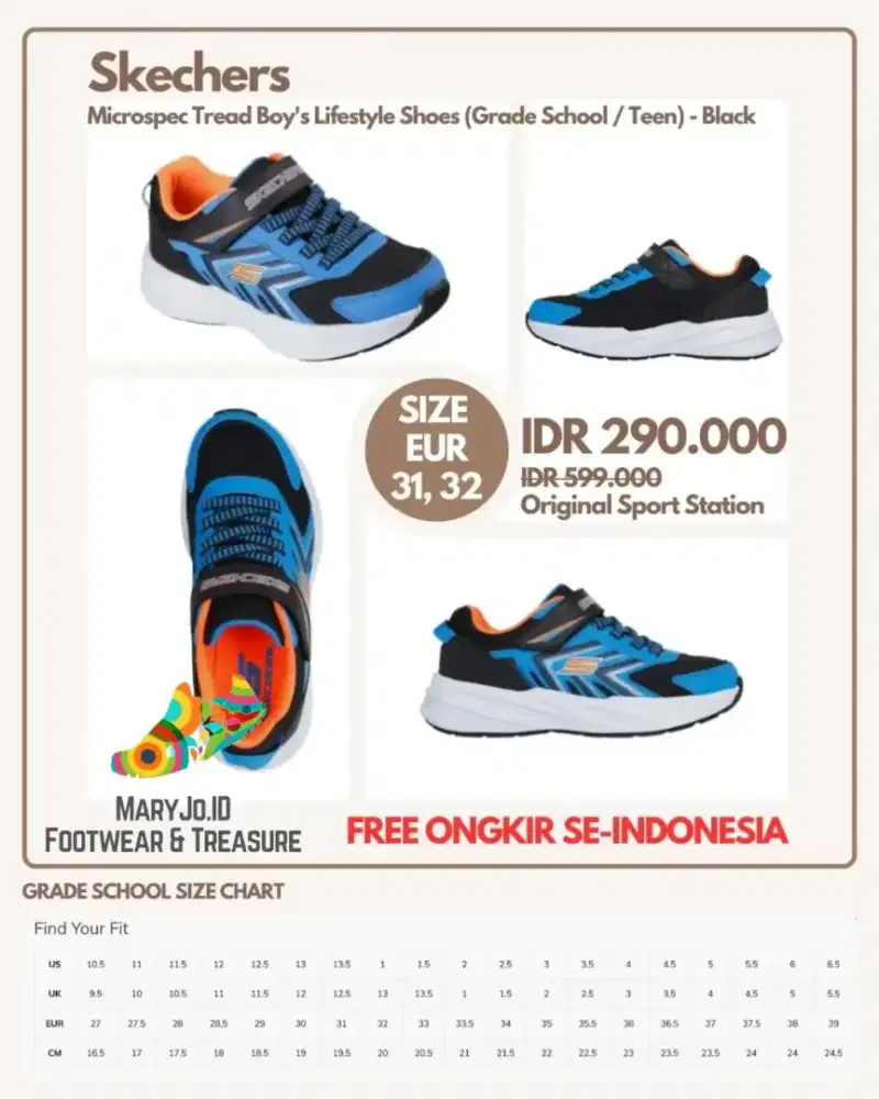 Skechers Microspec Tread Boy's Lifestyle Shoes - Black : 31, 32