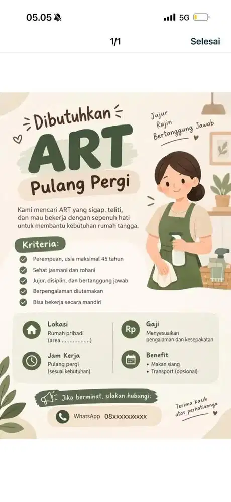 Cari orang beberes rumah