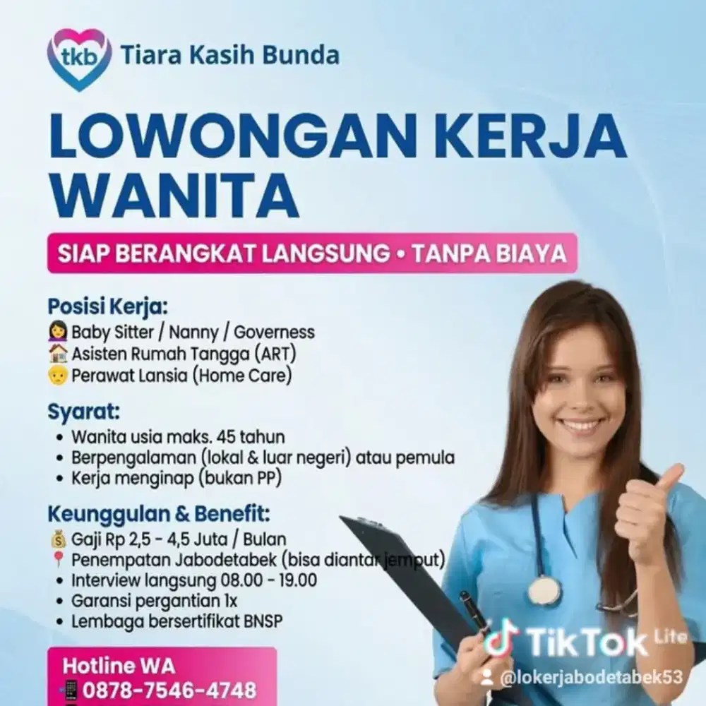 Banyak Job Baby Sitter ART & Perawat Lansia Terpercaya Terakreditasi