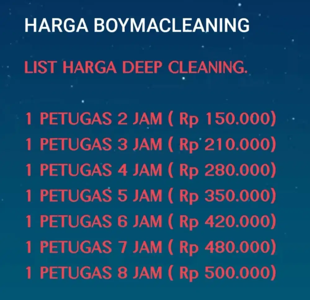 Jasa kebersihan: deep cleaning & daily Cleaning