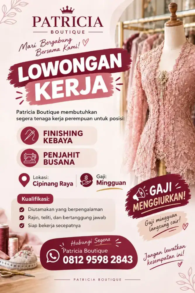 DIBUTUHKAN TENAGA KERJA FINISHING