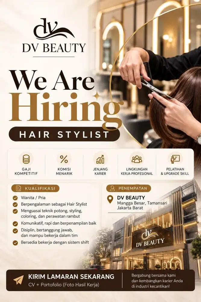 Dibutuhan hair stylist berpengalaman