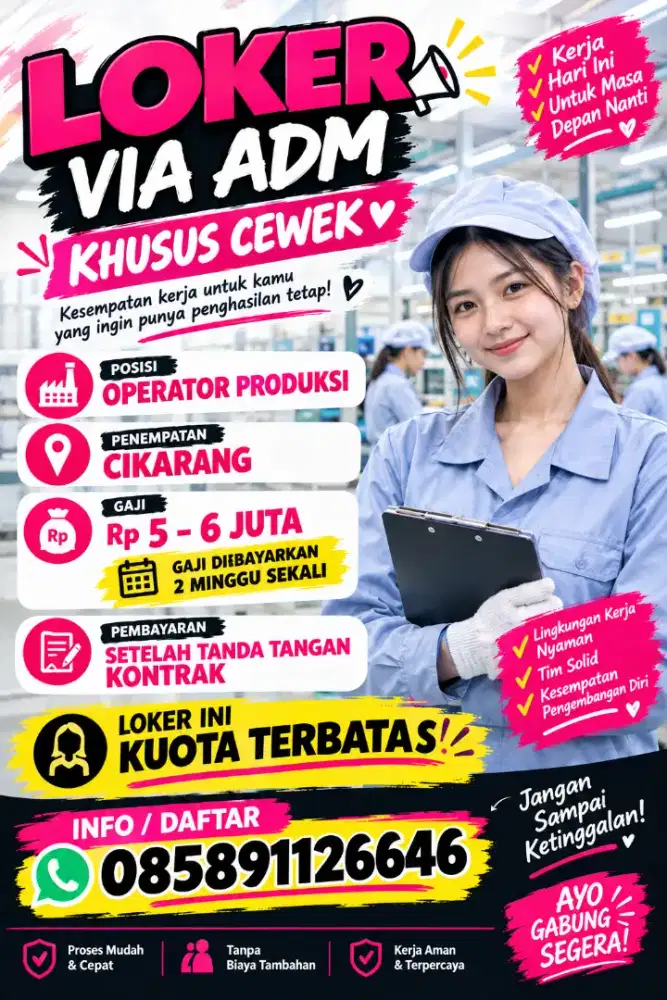 Loker Via Adm khusus wanita